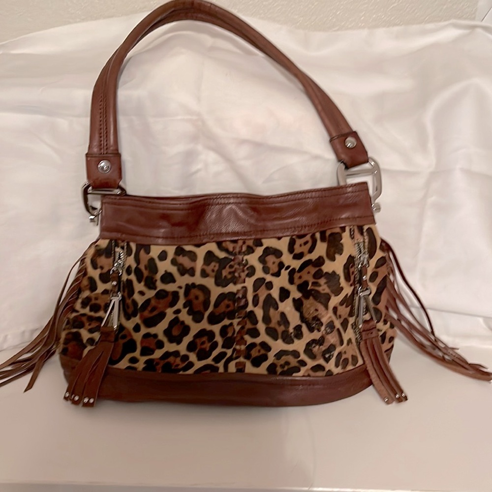 B Makowsky brown leather animal print